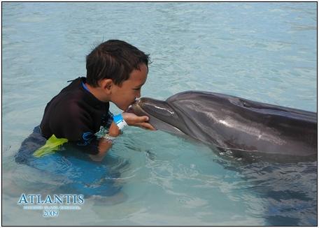 hunterkissingdolphin.bmp - Hunter kissing the dolphin.